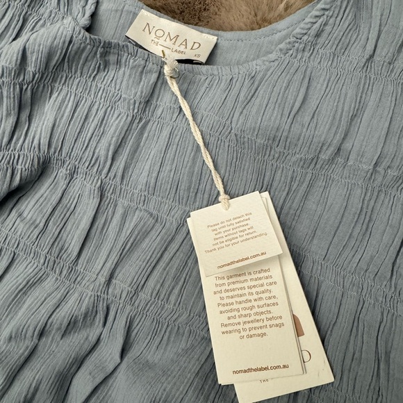 NWT Nomad the label Del Monte Midi Cotton Dress Slate Blue XS - Picture 9 of 9